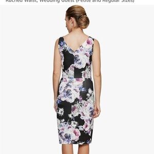 Premier White and Purple Sheath Dress V-Neck Sleeveless